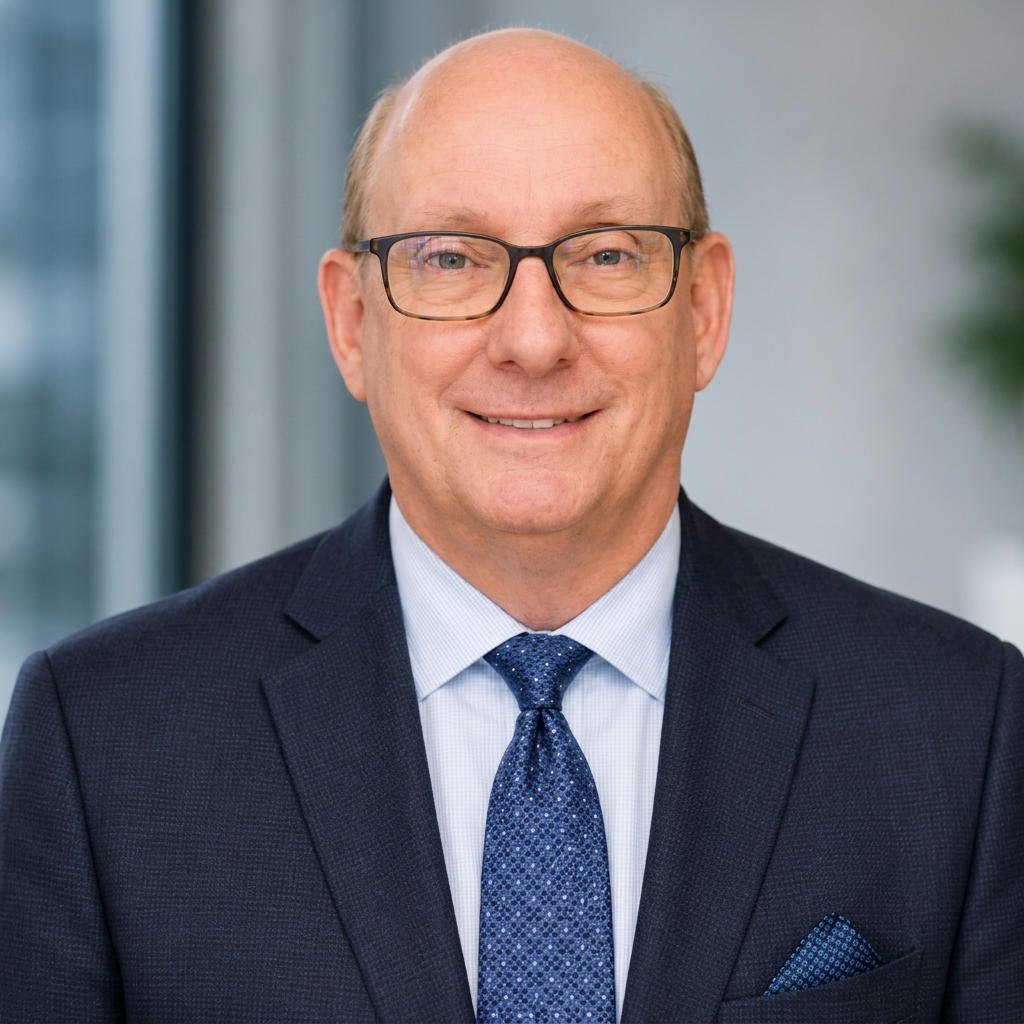 Mark L. Robinson wearing glasses and a navy suit